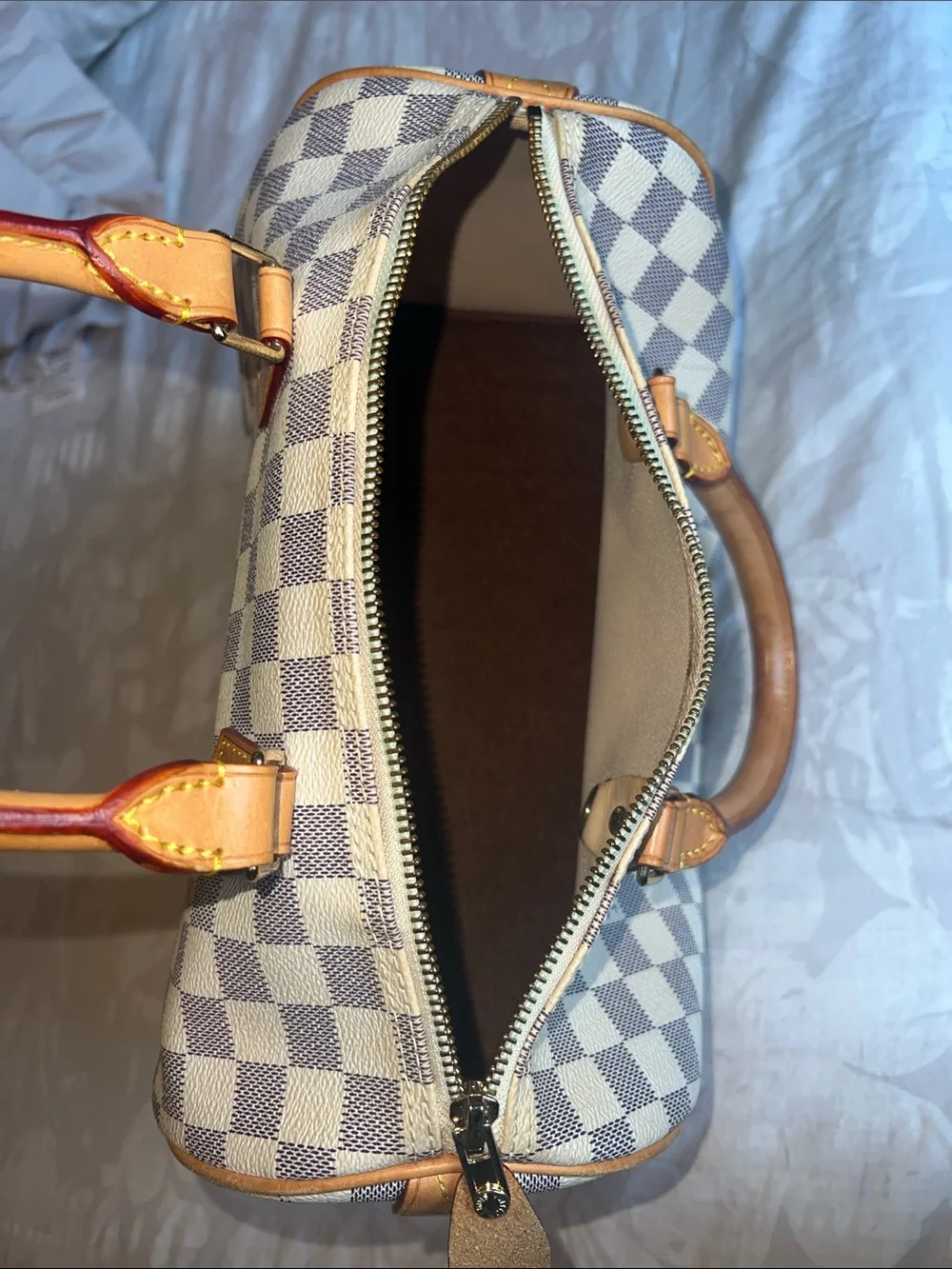 Checkered handbag - White/Blue Check